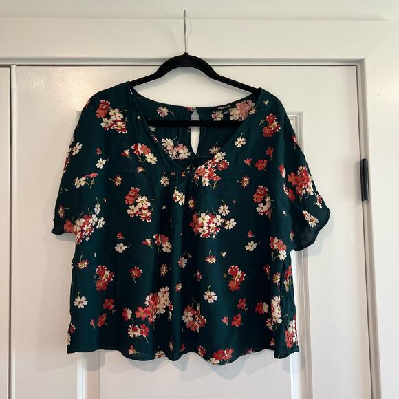 Madewell Women's‎ Small Blouse Green Pink Floral Size Small - Picture 1 of 8